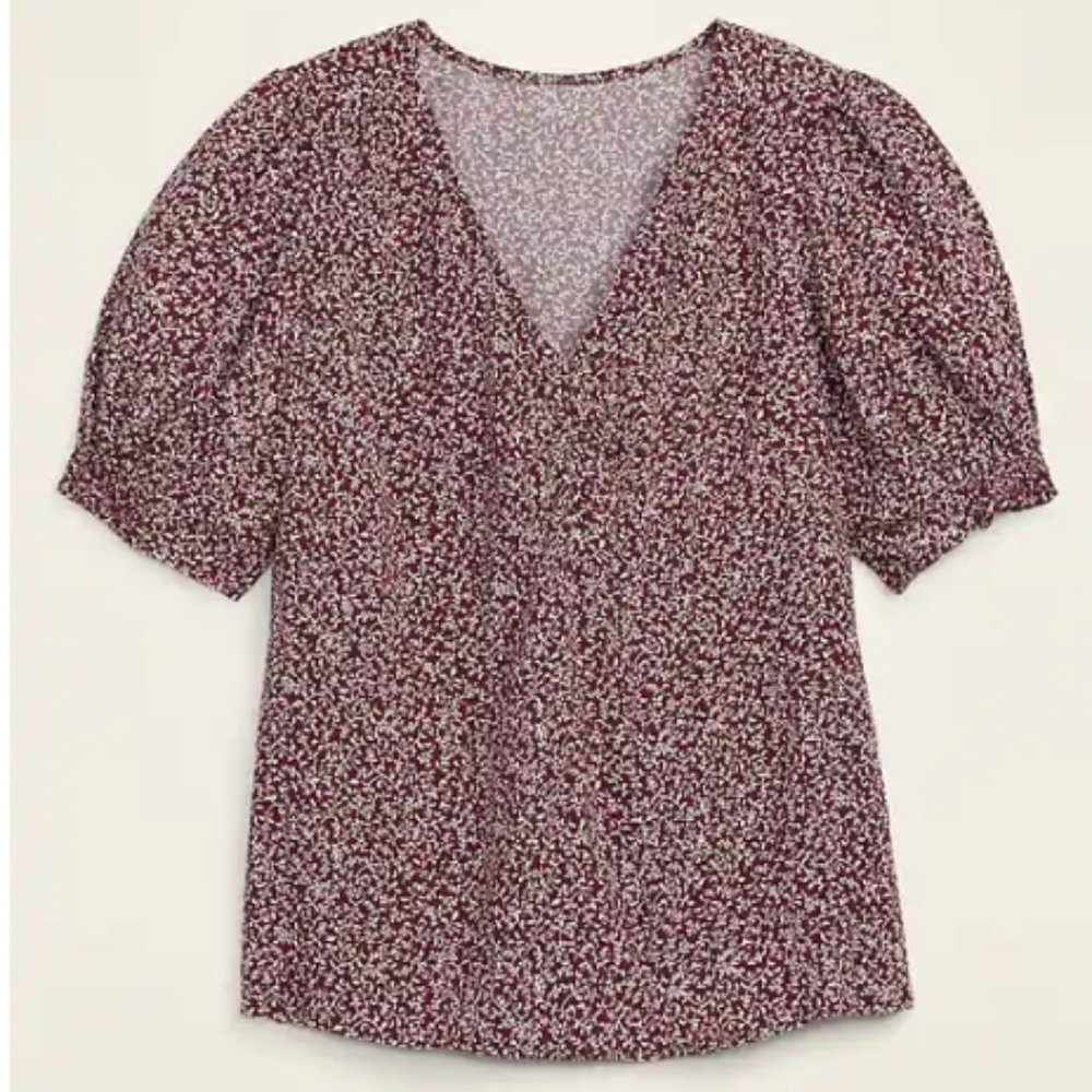 NWT Old Navy Shirred Smocked-Sleeve V-neck Blouse